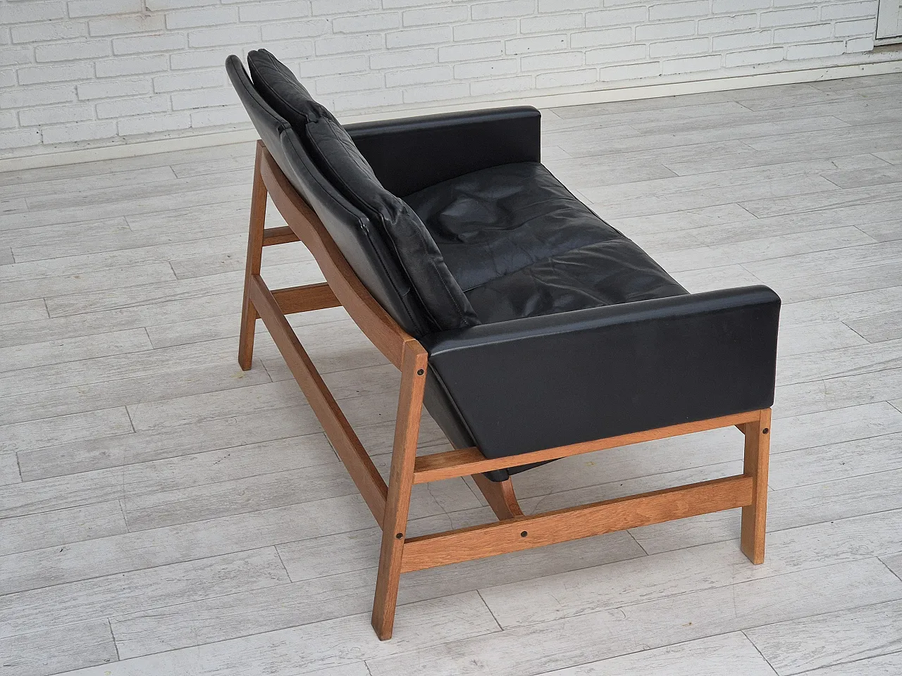 Danish 2-seater sofa in leather, 60s 9