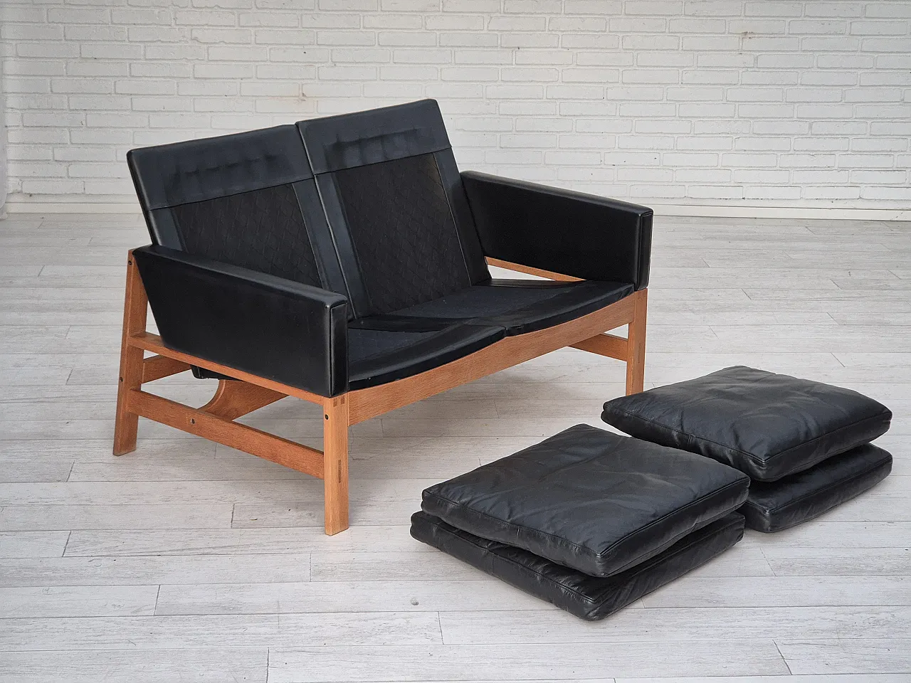 Danish 2-seater sofa in leather, 60s 16