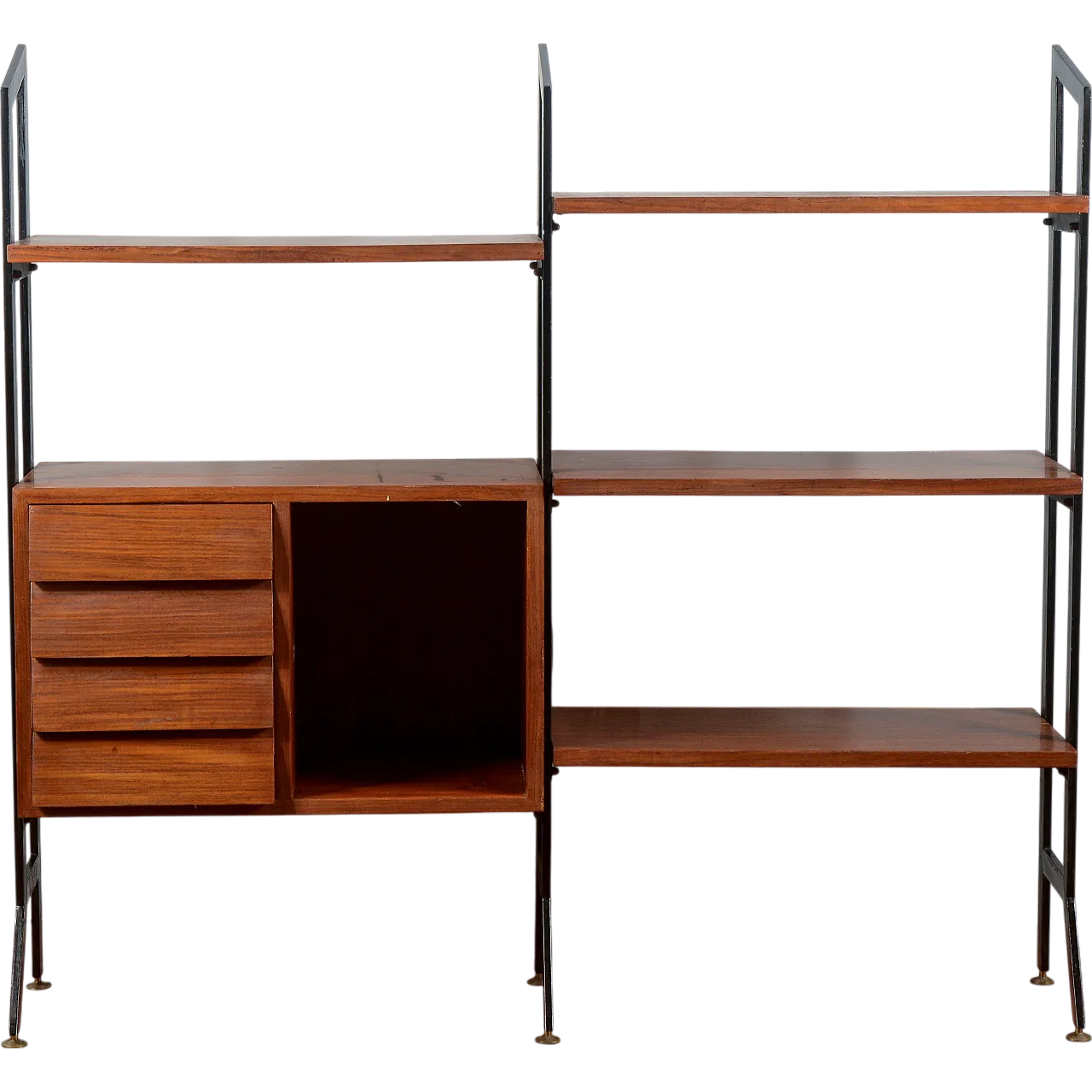 Open metal and laminated wood bookcase, 1960s 9