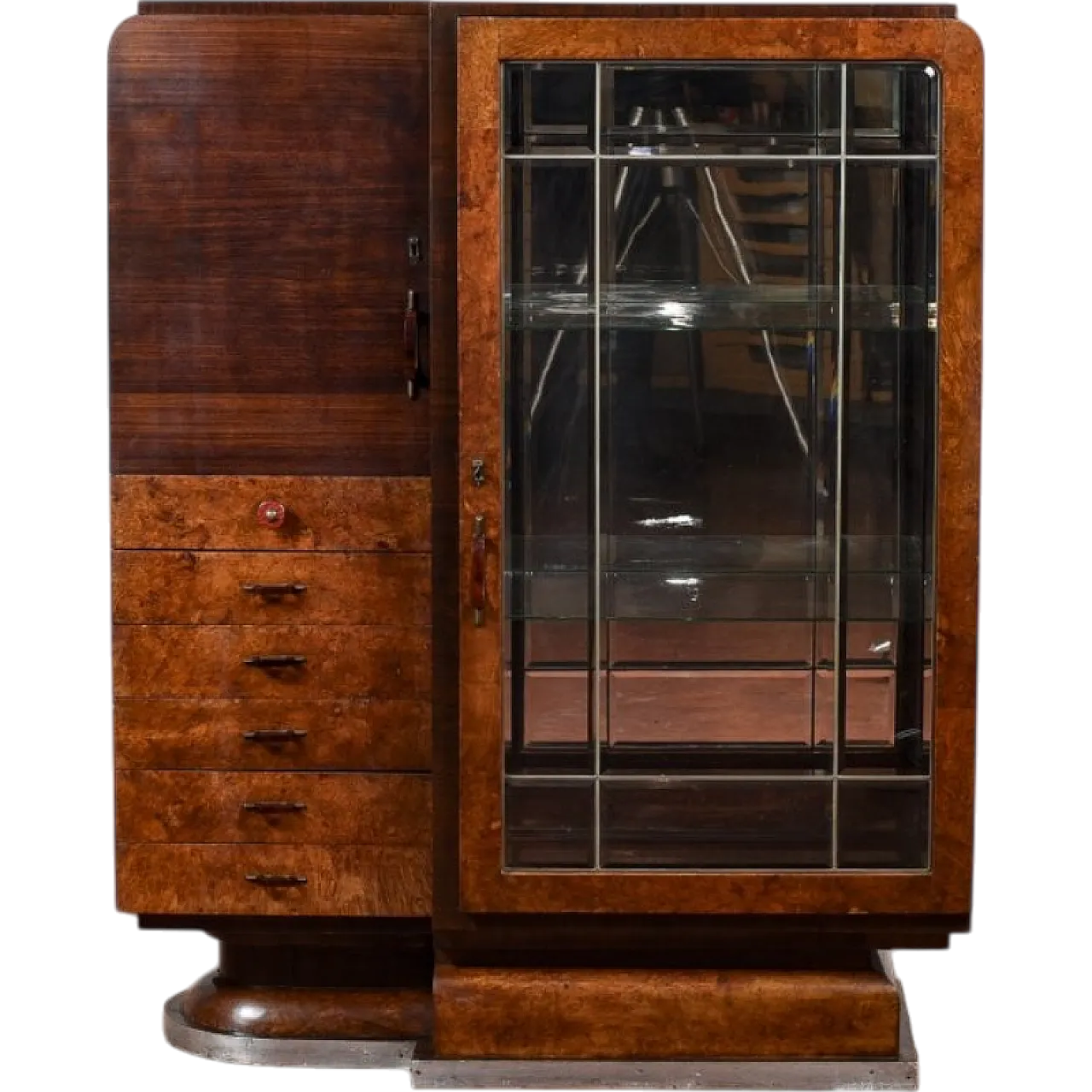 Wood and metal showcase with drawers, 1940s 9