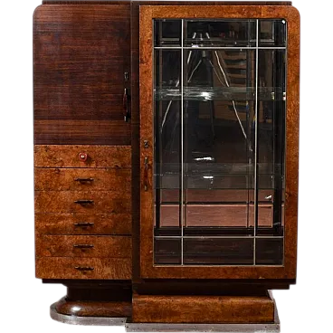 Wood and metal showcase with drawers, 1940s