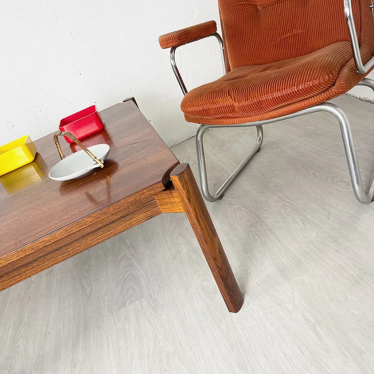 Rationalist squared coffee table in wood, 1950s 7