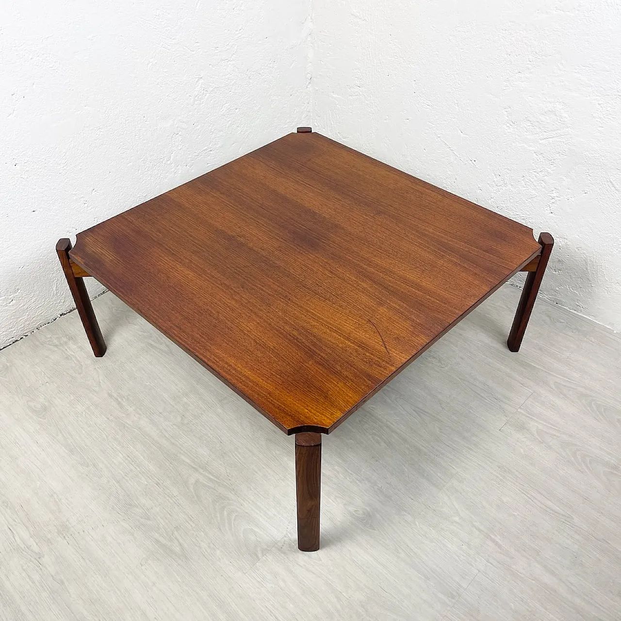 Rationalist squared coffee table in wood, 1950s 8