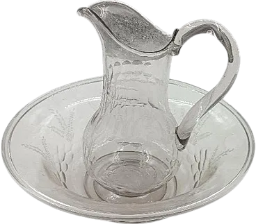 Pitcher with glass tray, 19th century