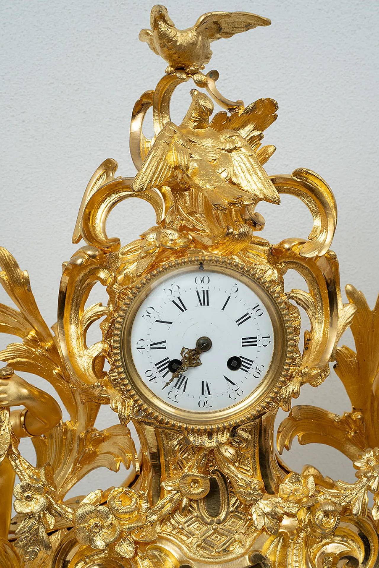 Triptych of Napoleon III French clock in golden bronze, '800 2