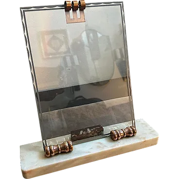 French marble, copper and glass rectangular frame, 1930s