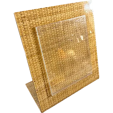 Wicker and plexiglass frame by Christian Dior Home Style, 1970s