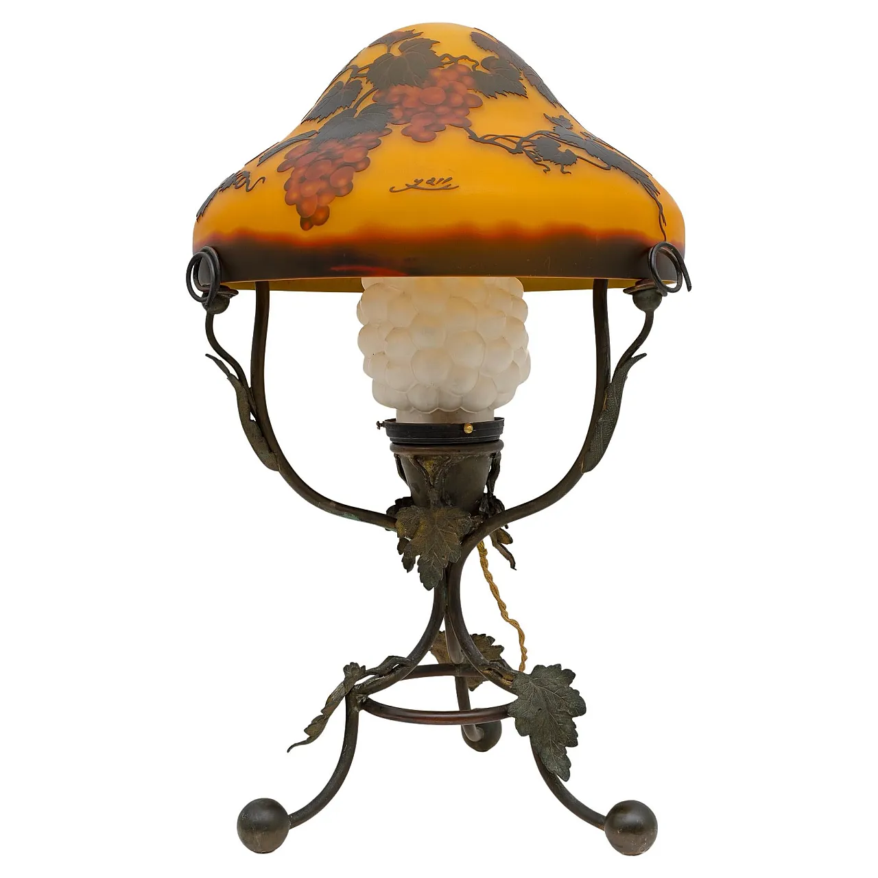 Glass and bronze table lamp with cameo by Émile Gallé, 20th century 1