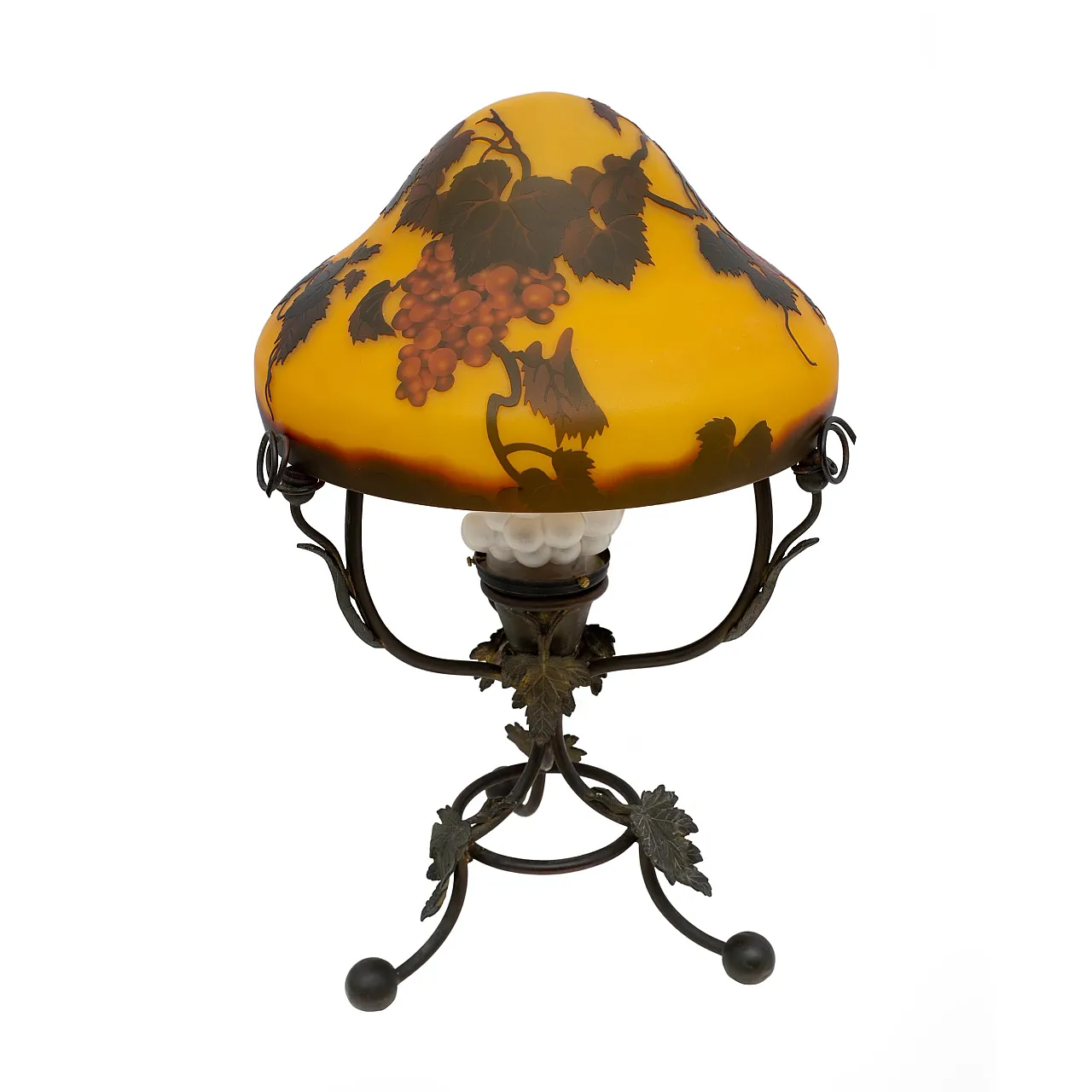 Glass and bronze table lamp with cameo by Émile Gallé, 20th century 5