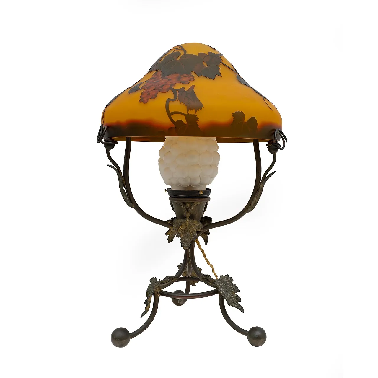 Glass and bronze table lamp with cameo by Émile Gallé, 20th century 6