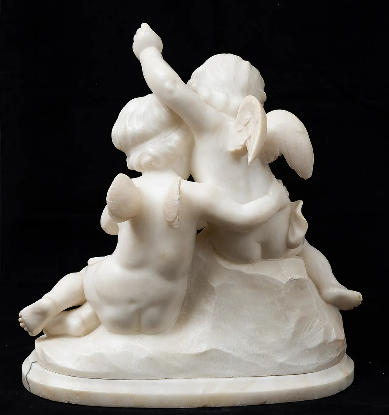 Gruppo scultoreo in marmo bianco statuario raffigurante putti, '900 6