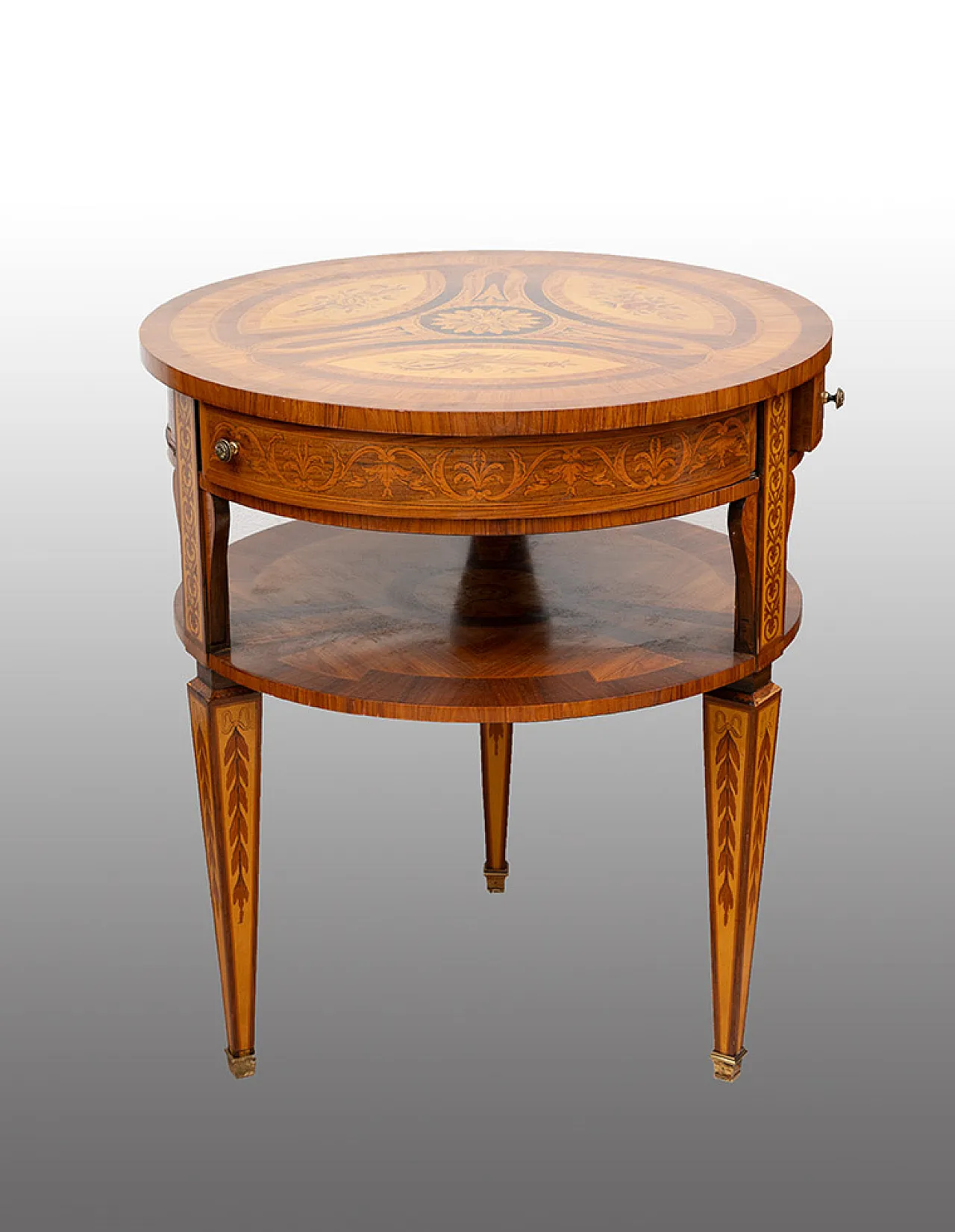 Centre table n polychrome woods, 20th century 1