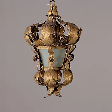 Gilded iron and glass chandelier, late 19th century