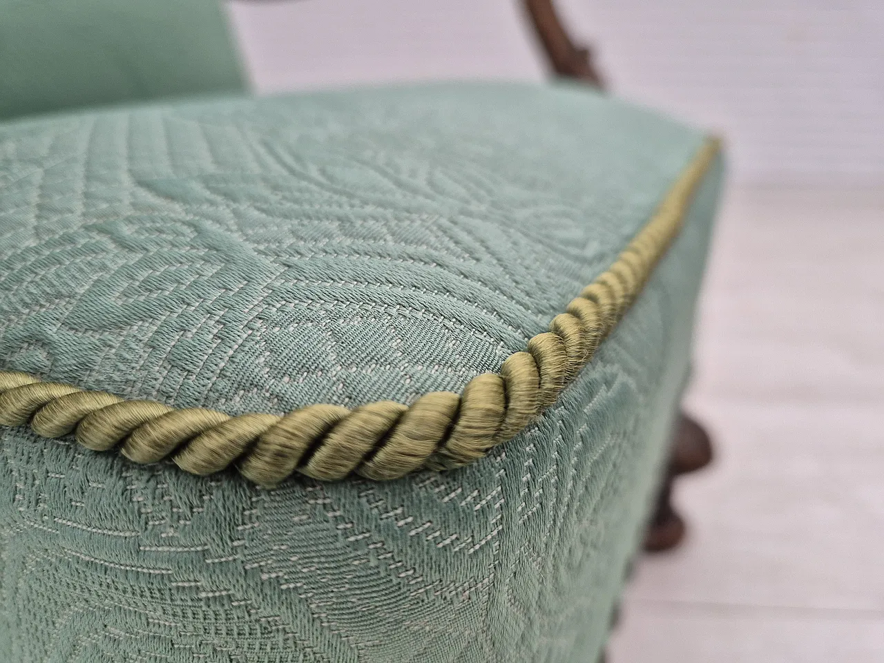 Reupholstered Danish armchair, light green, 50s, 3