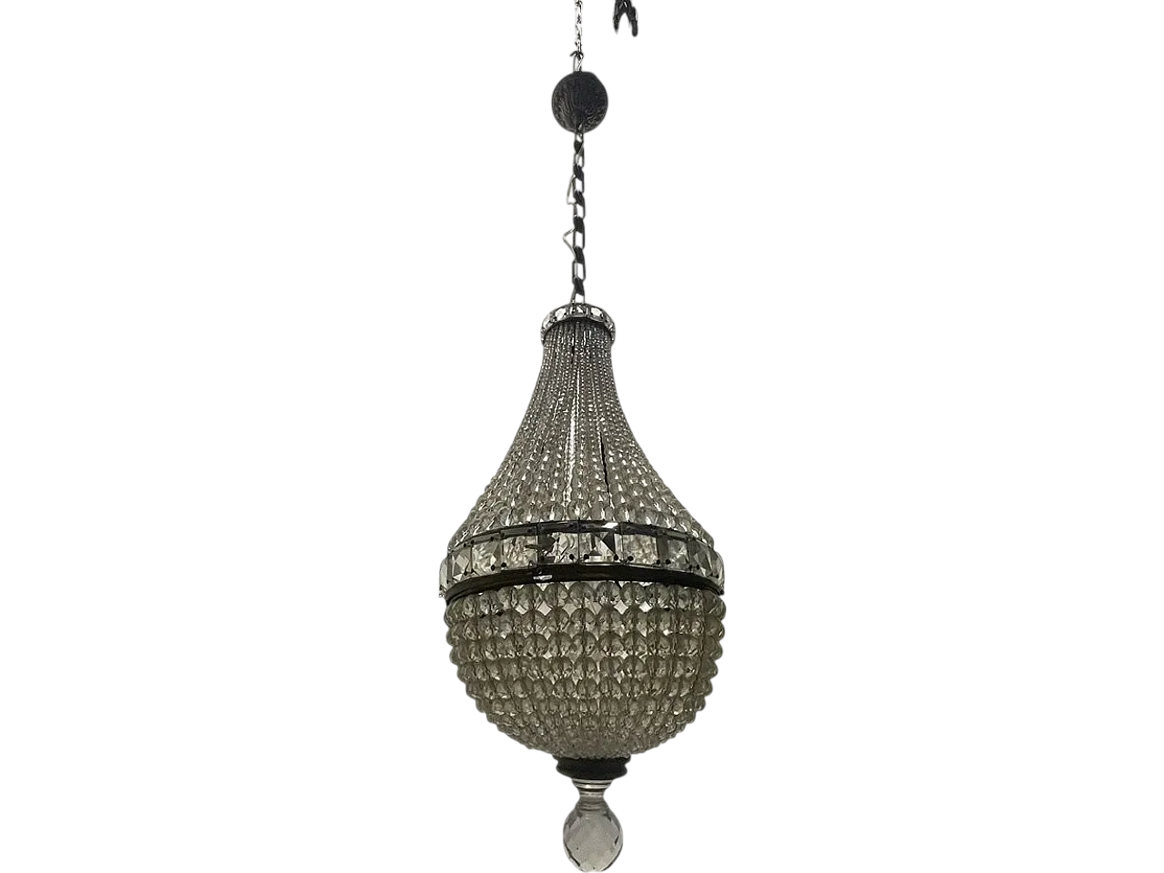 Crystal Beaded Basket Chandelier 1940’s 11