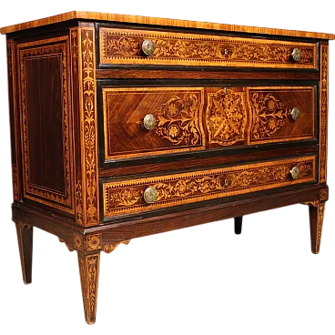 Louis XVI style inlaid chest of drawer, 20th century