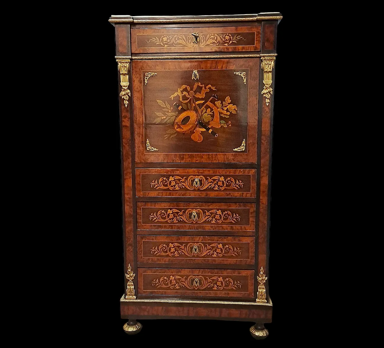 Napoleon III inlaid wood French secretaire, 19th century 1