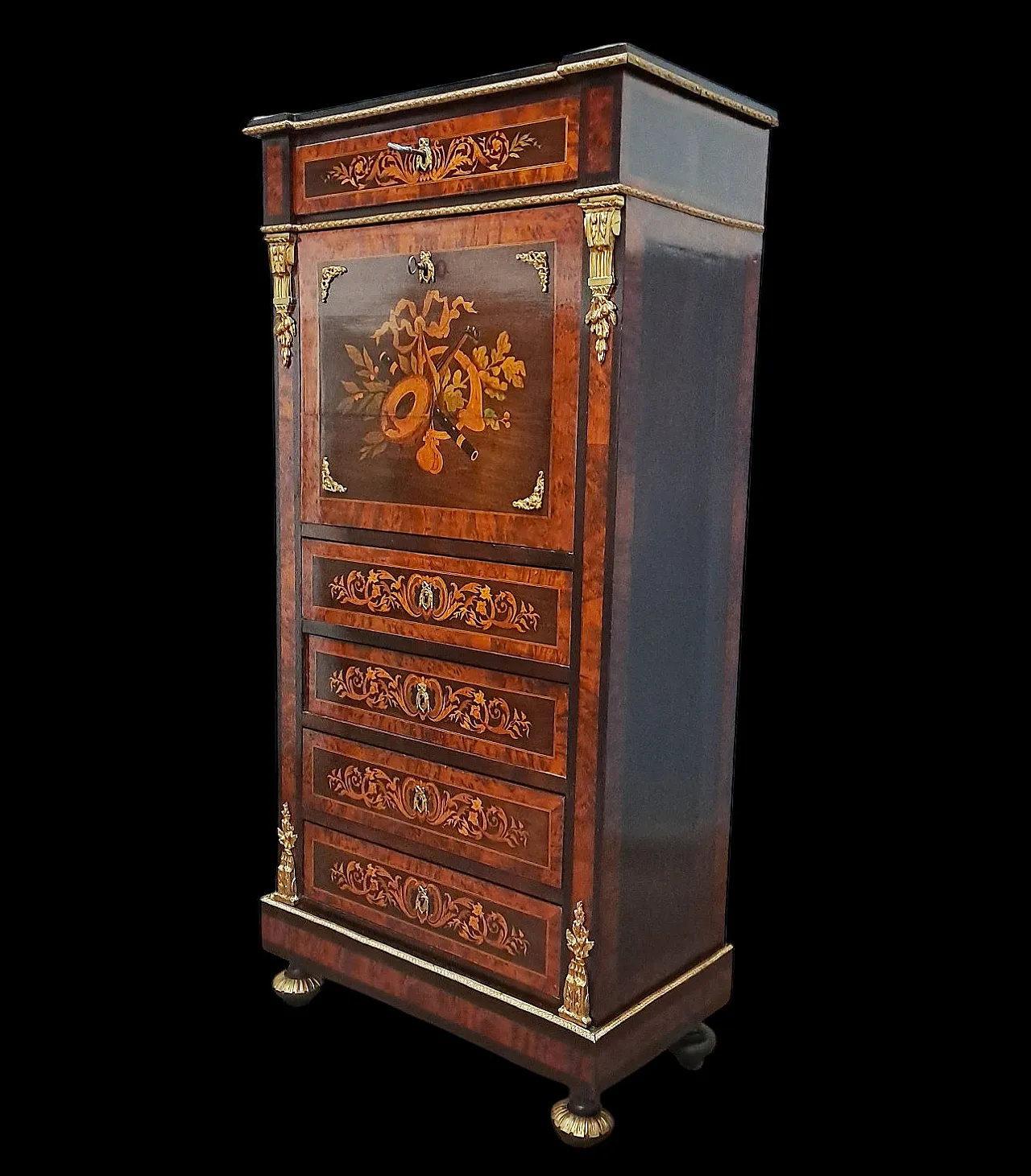 Napoleon III inlaid wood French secretaire, 19th century 2