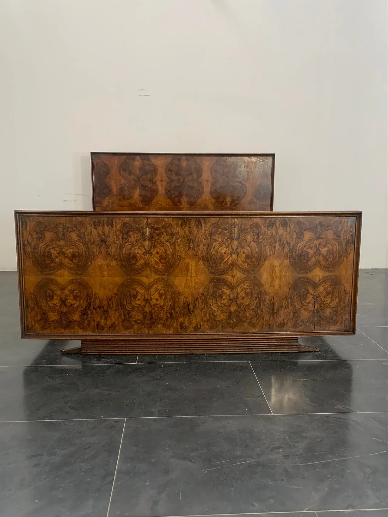 Art Deco Bed in Walnut Root by Premuda Lissone, 1930s 1