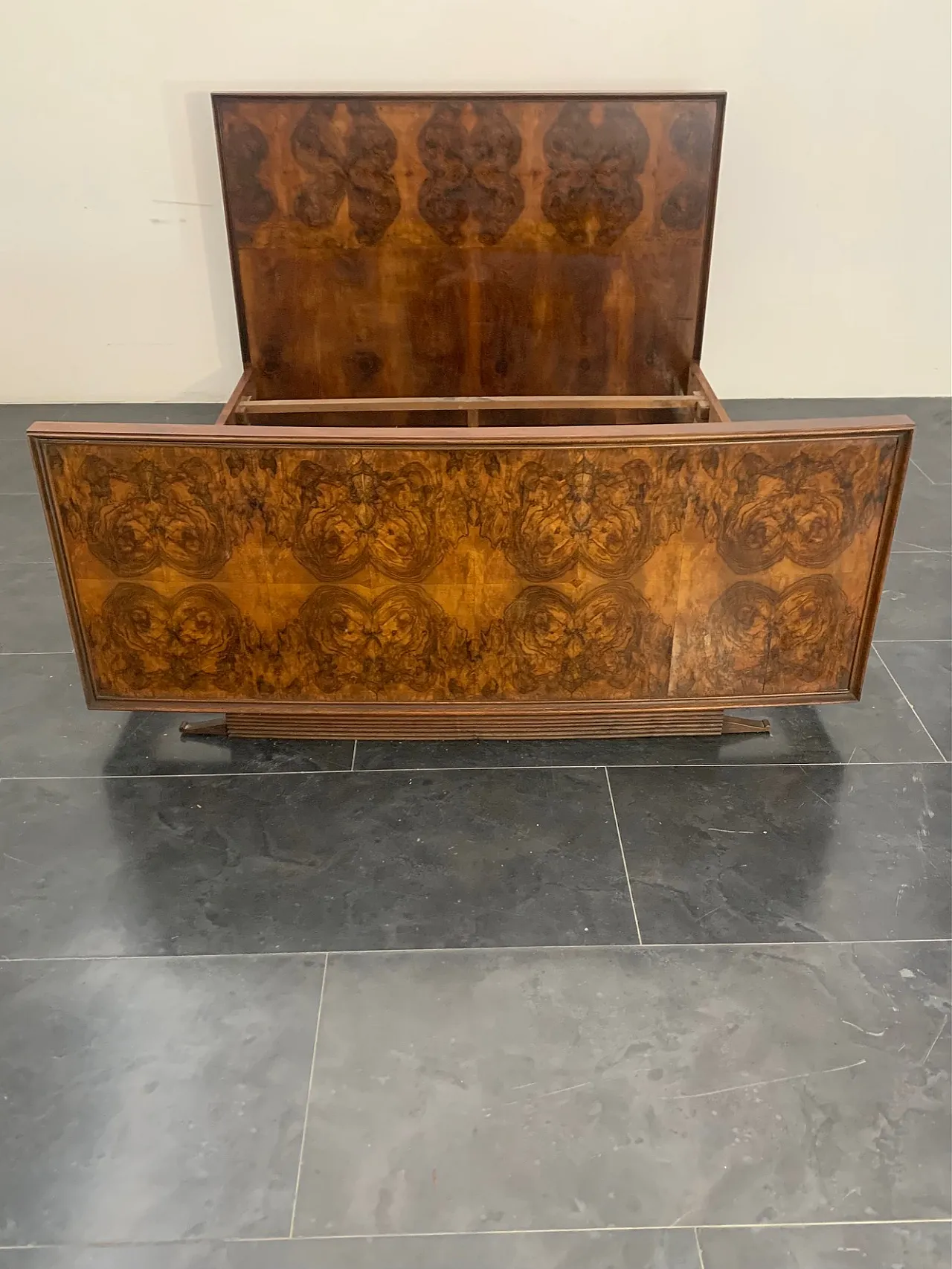 Art Deco Bed in Walnut Root by Premuda Lissone, 1930s 3