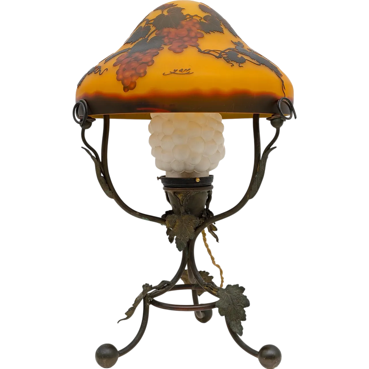 Glass and bronze table lamp with cameo by Émile Gallé, 20th century 10