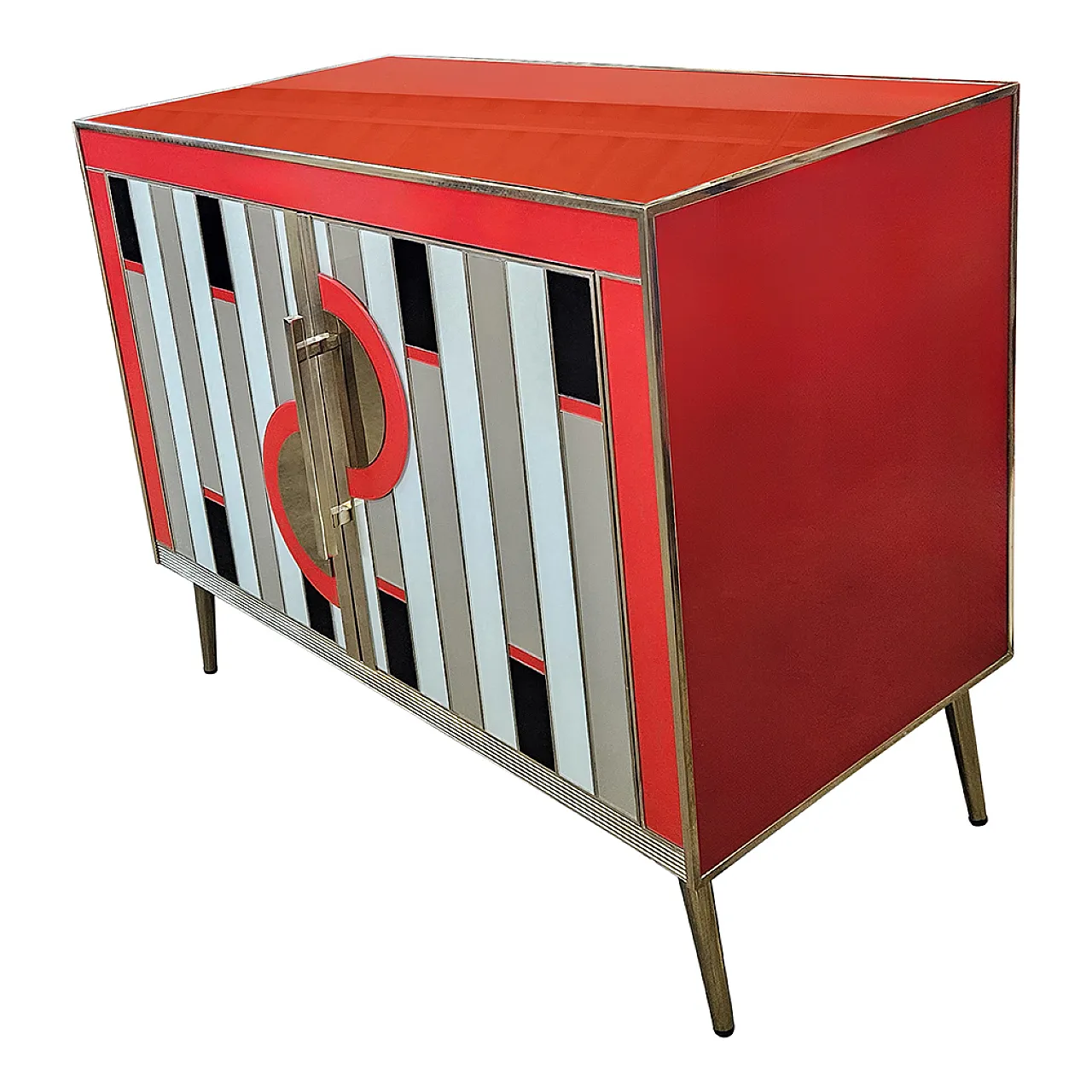 Red glass sideboard, 90s 4