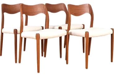 4 model 71 chairs in teak by Niels Otto Møller for J.L. Møllers, 60s