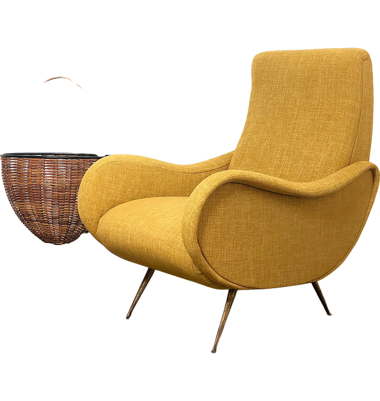 Lady armchair Marco Zanuso style yellow, 50s 14