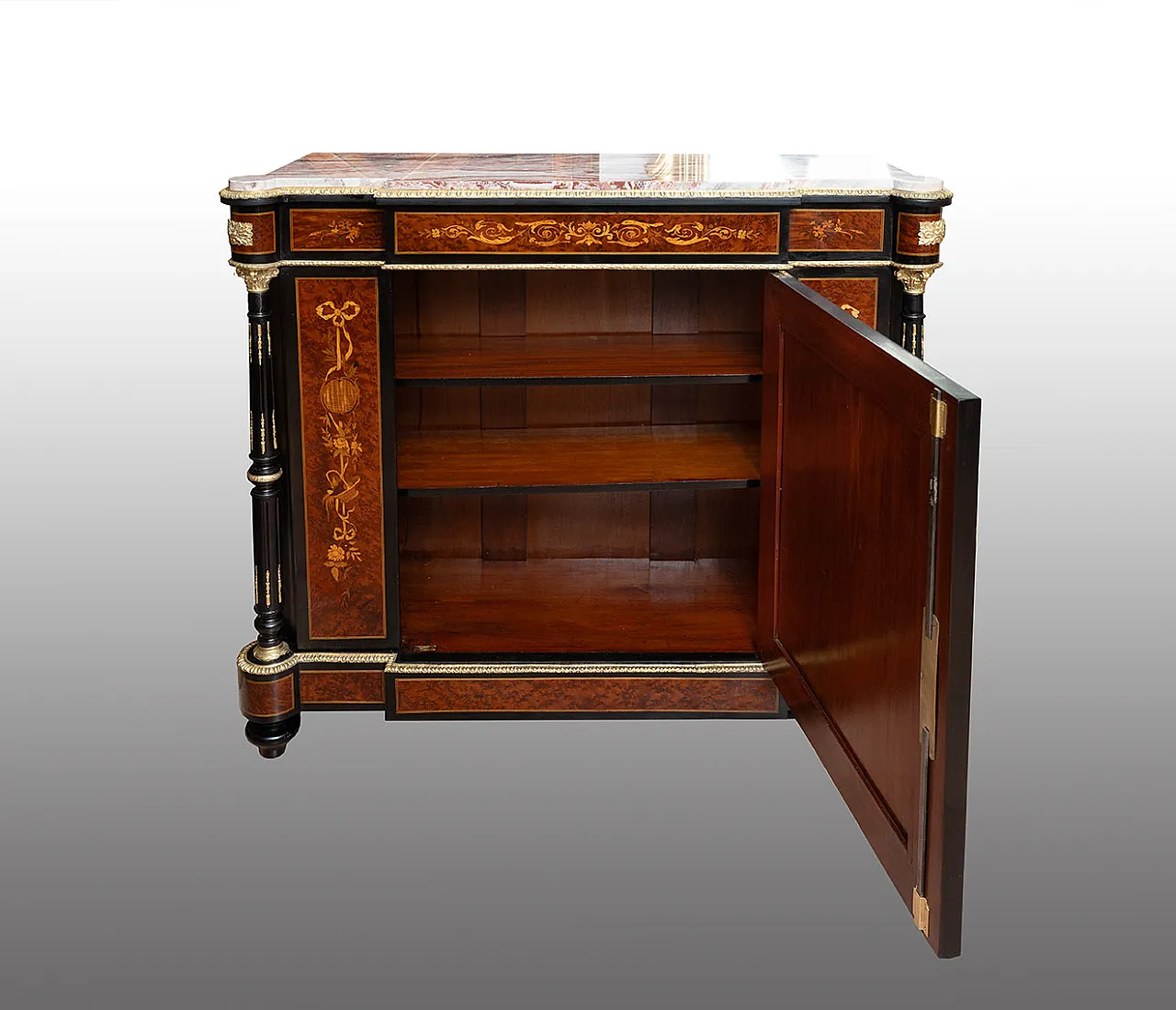 Sideboard Napoleon III French in precious exotic woods, '800 2