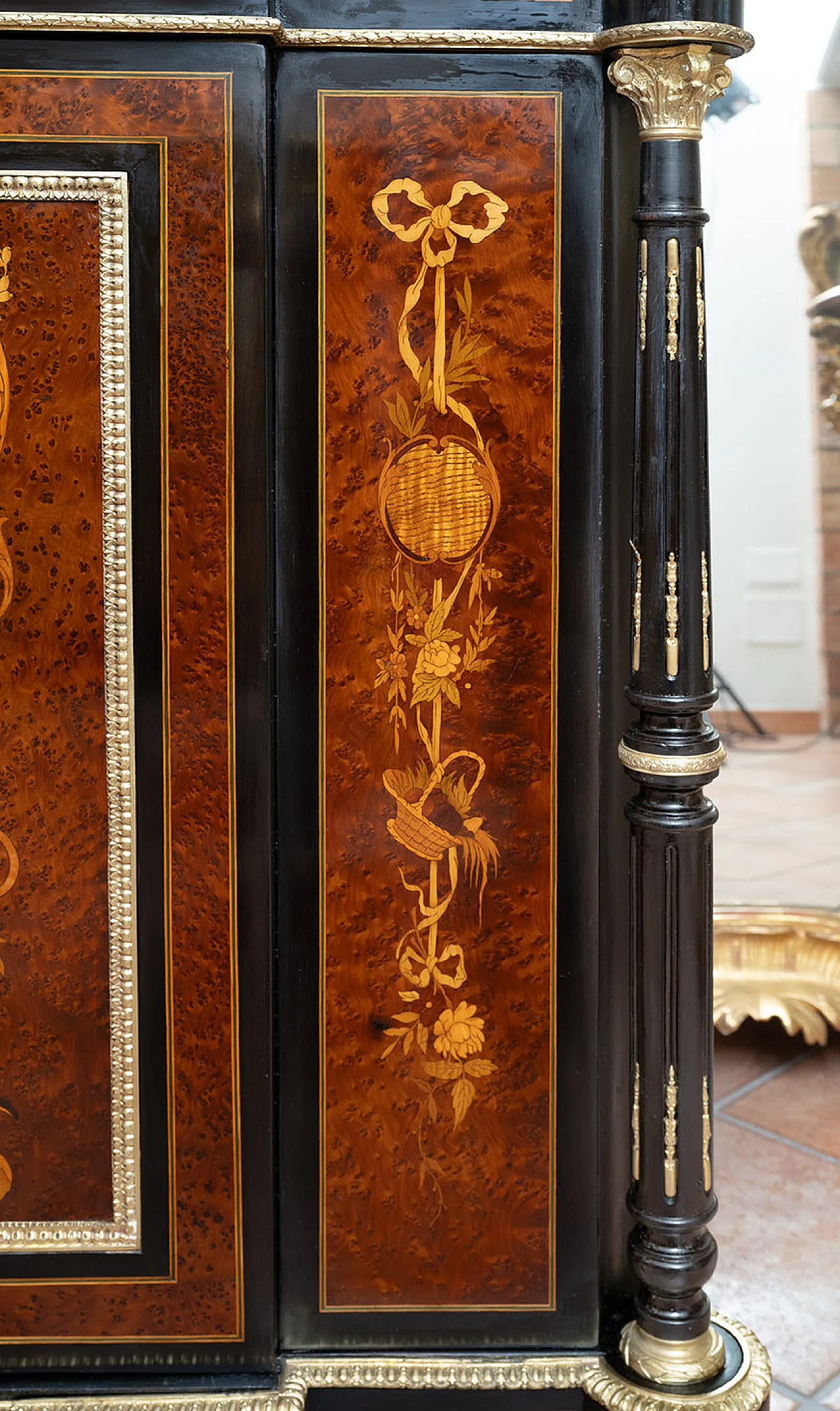 Sideboard Napoleon III French in precious exotic woods, '800 4