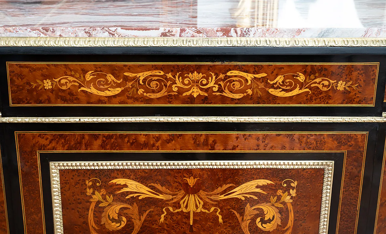 Sideboard Napoleon III French in precious exotic woods, '800 5