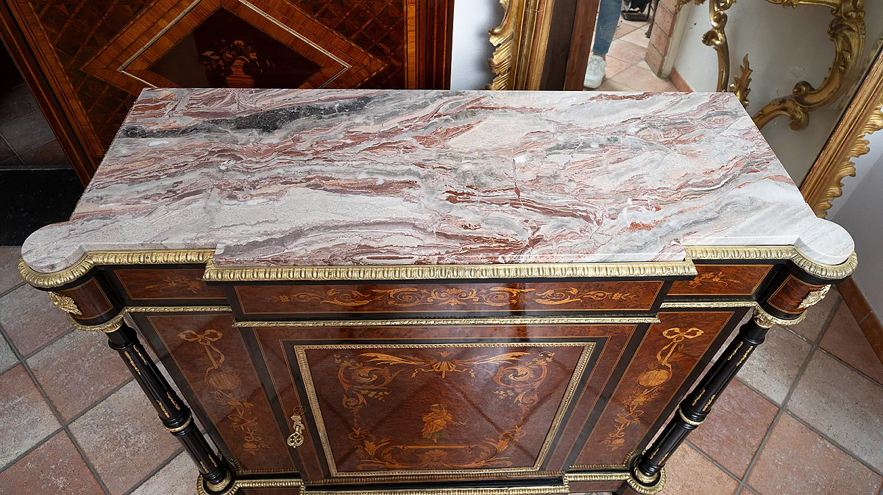 Sideboard Napoleon III French in precious exotic woods, '800 7