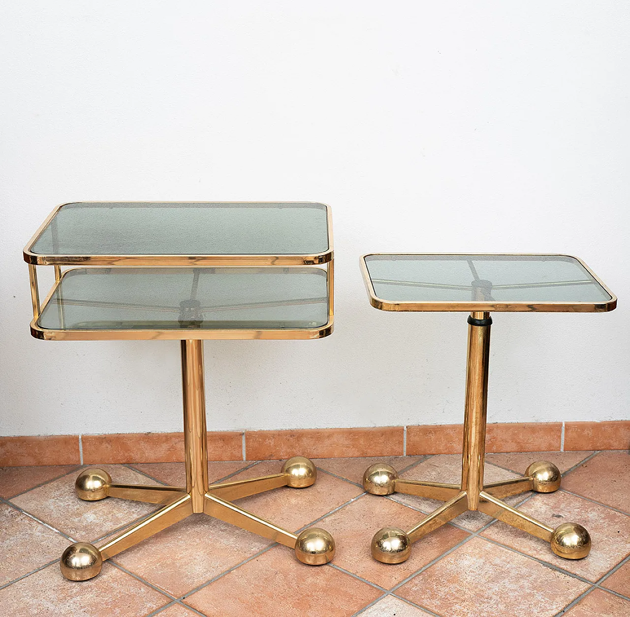 Table in brass and glass of Allegri Furniture Parma 70s. 2