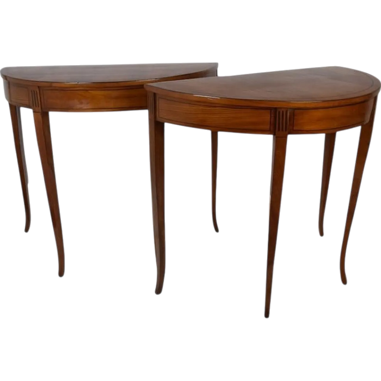 Pair of half-moon console tables in cherry wood, 19th century 13