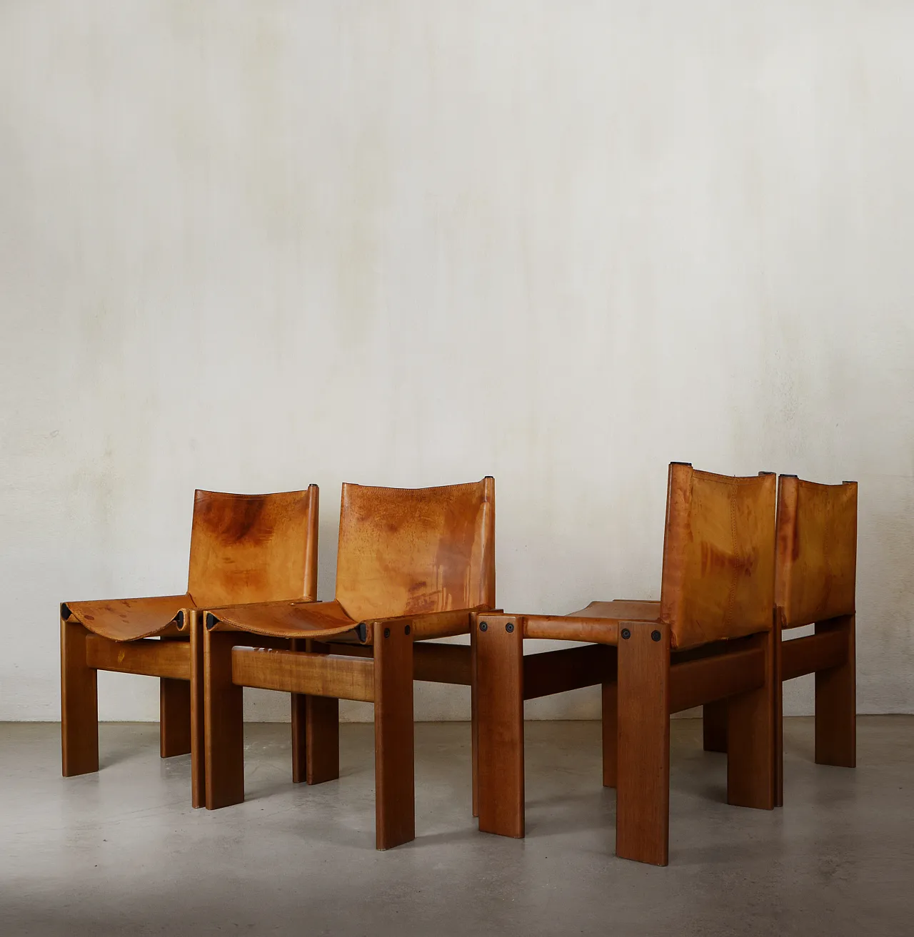 4 Monk chairs by Afra & Tobia Scarpa for Molteni, year 1970s 3