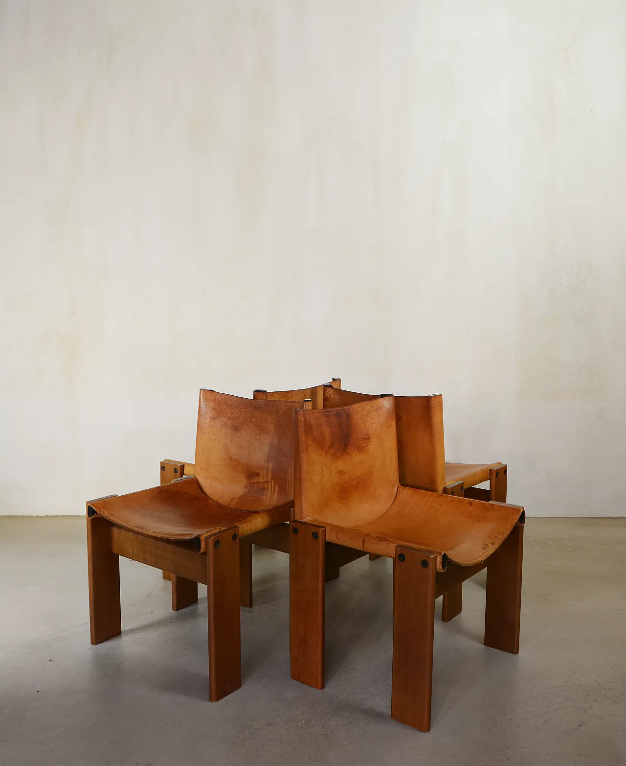 4 Monk chairs by Afra & Tobia Scarpa for Molteni, year 1970s 7