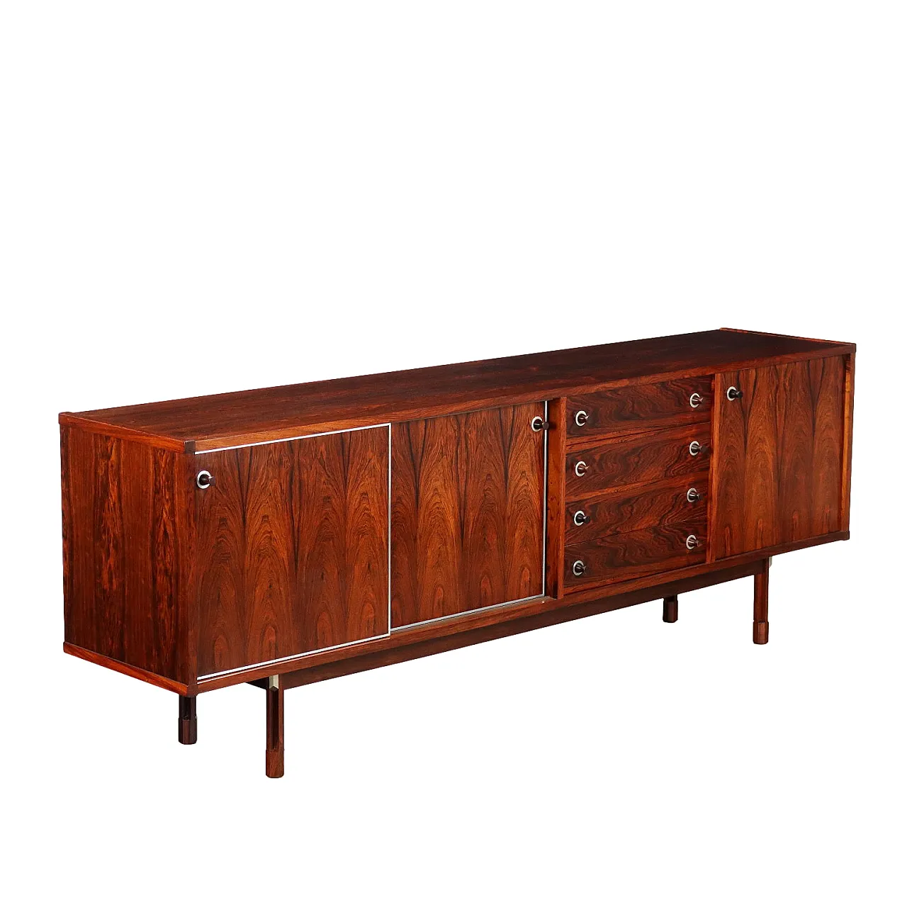 Credenza in legno di jacaranda e alluminio, anni '60 1