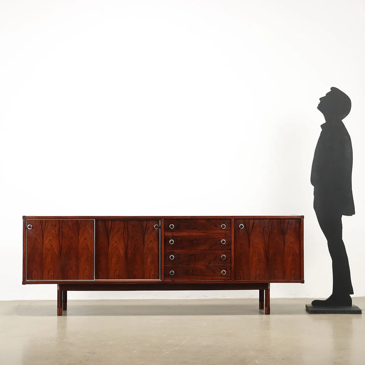 Credenza in legno di jacaranda e alluminio, anni '60 2