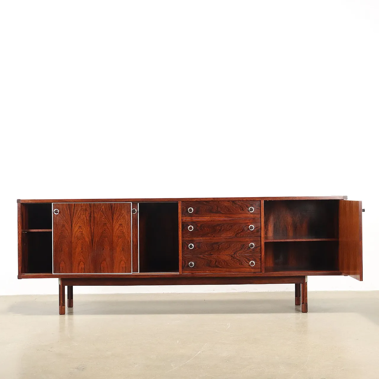 Credenza in legno di jacaranda e alluminio, anni '60 3