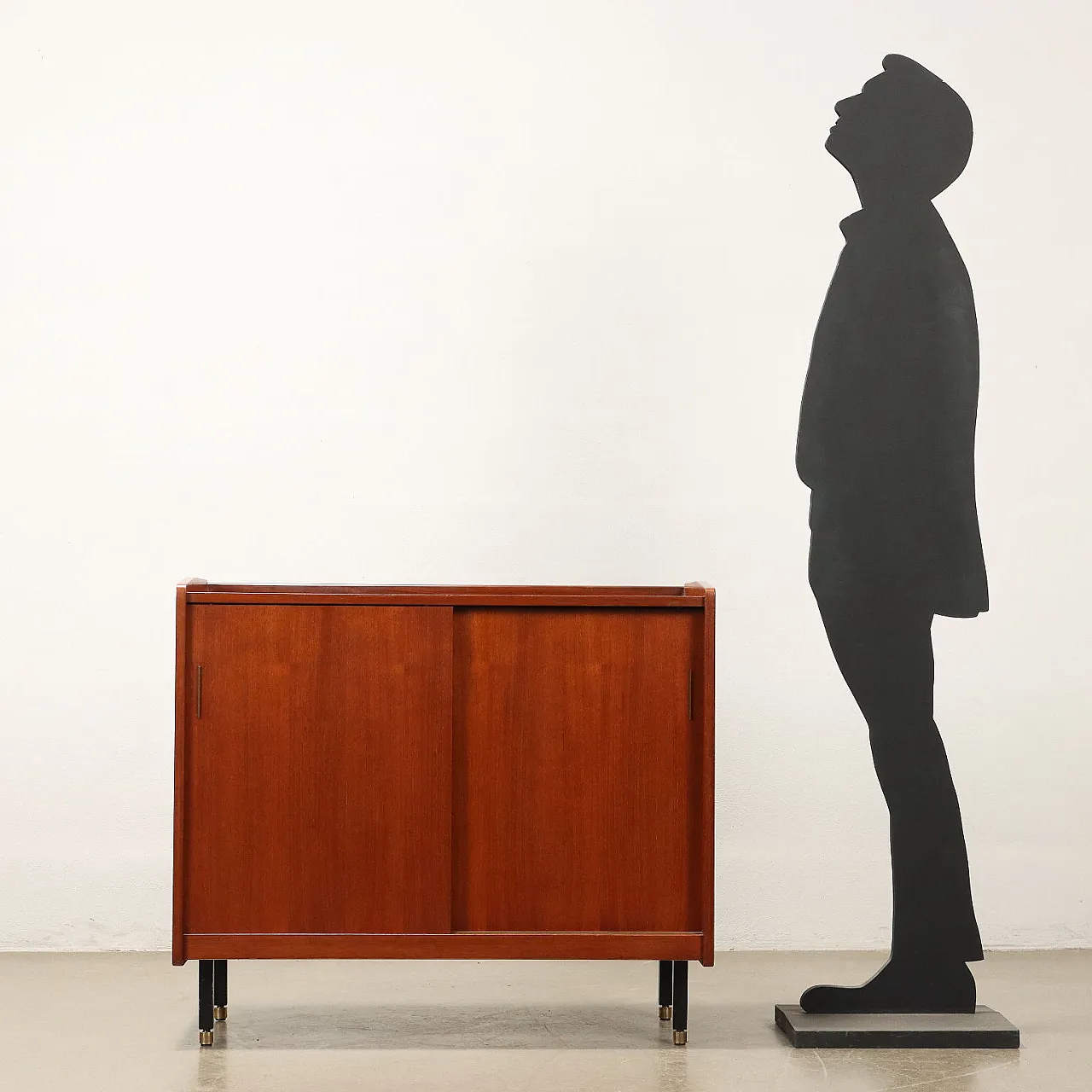 Pair of teak and metal sideboards with sliding doors, 1960s 2