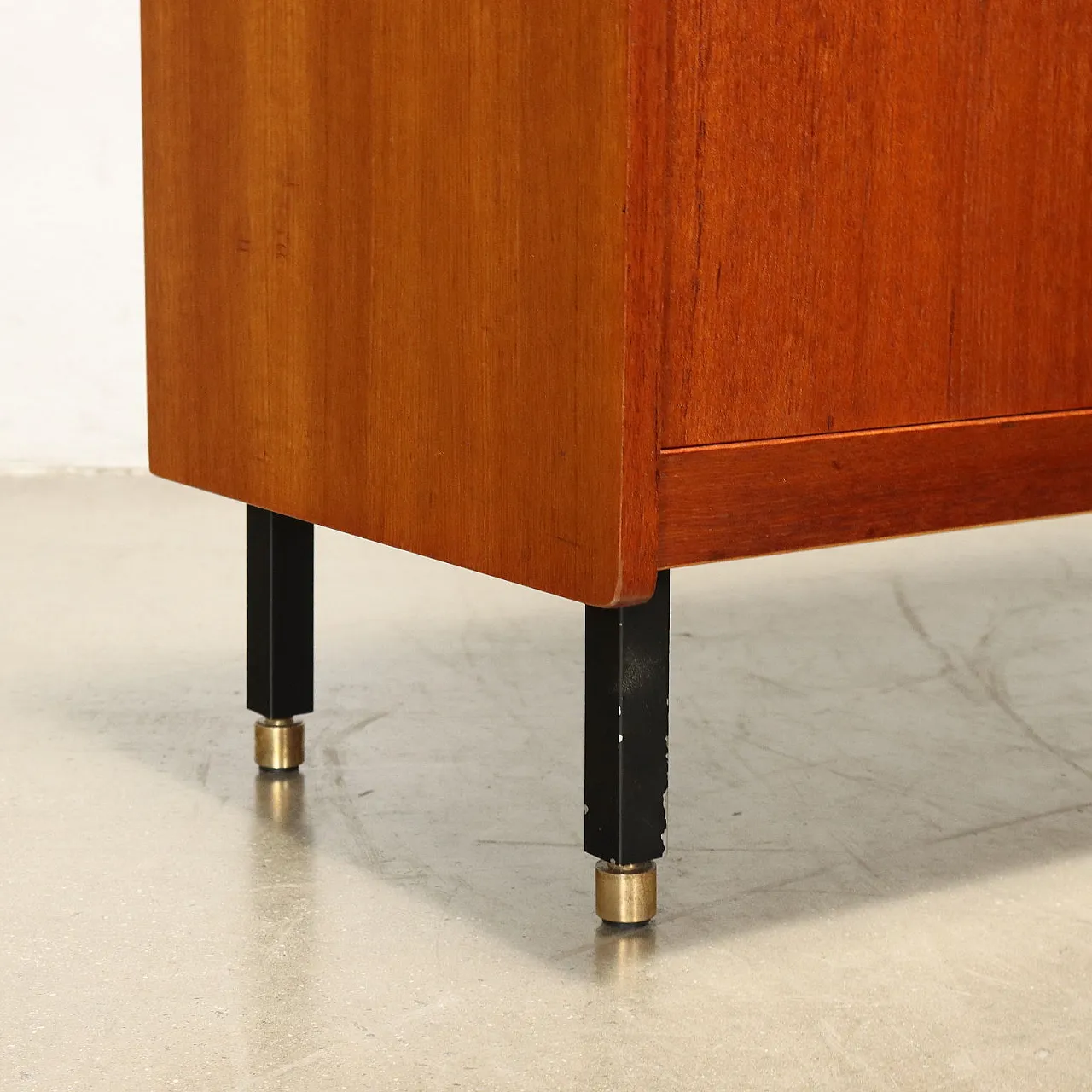 Pair of teak and metal sideboards with sliding doors, 1960s 8