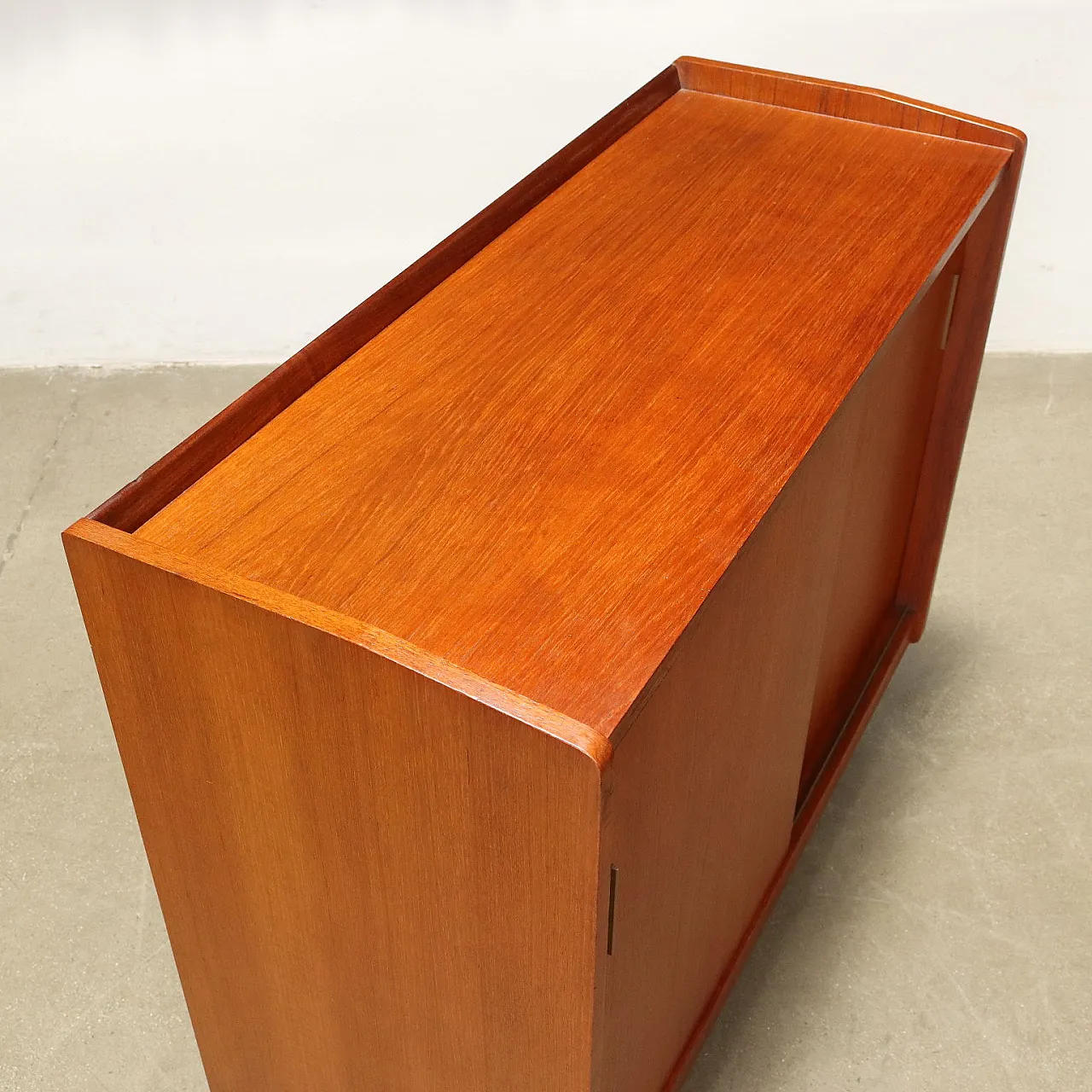 Pair of teak and metal sideboards with sliding doors, 1960s 9