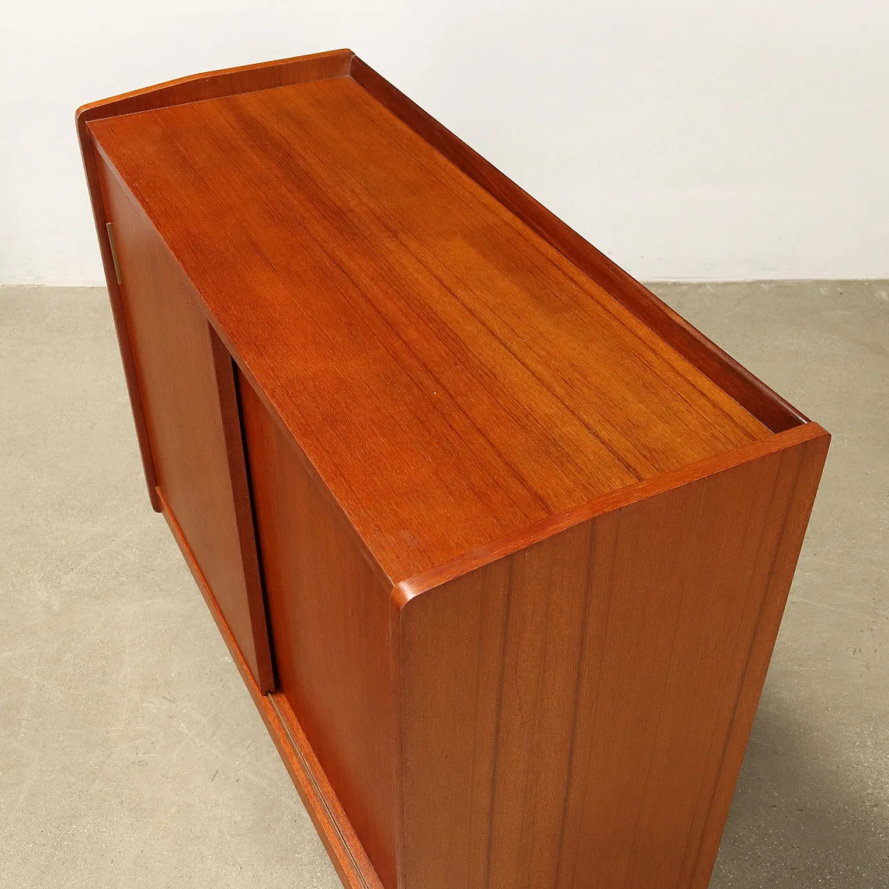 Pair of teak and metal sideboards with sliding doors, 1960s 10