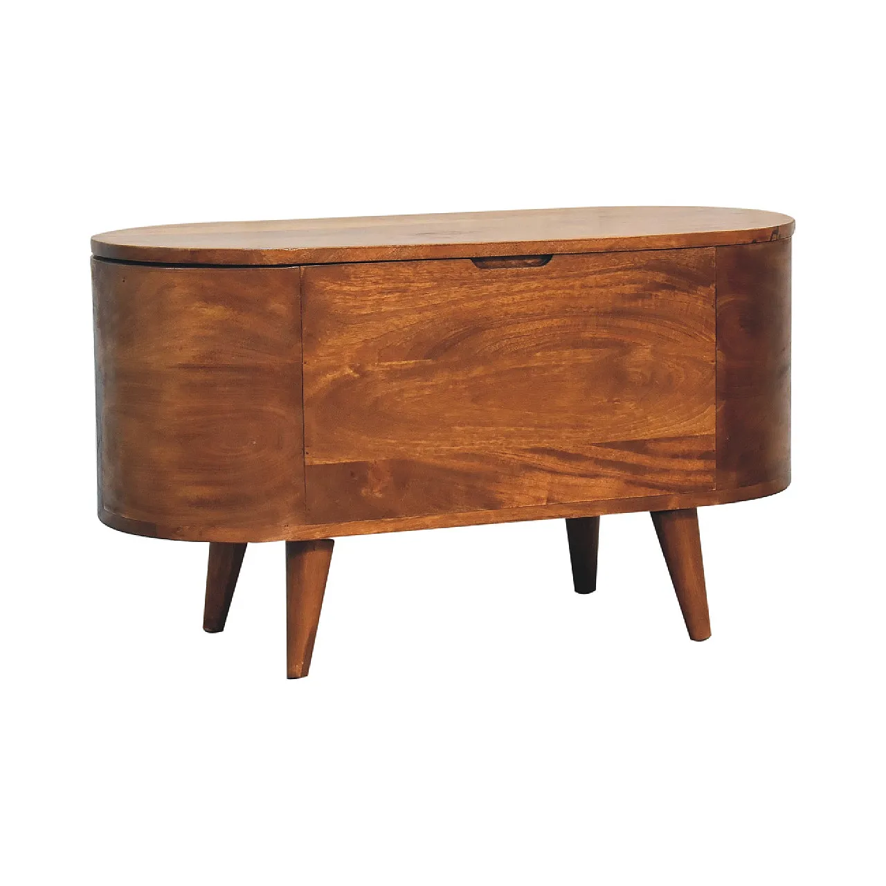 Blanket box rounded lid up solid wood chestnut, 2000 3