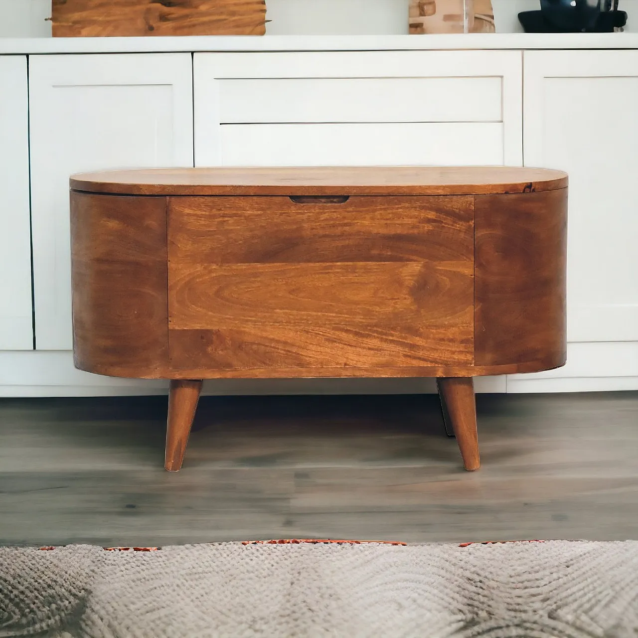 Blanket box rounded lid up solid wood chestnut, 2000 11