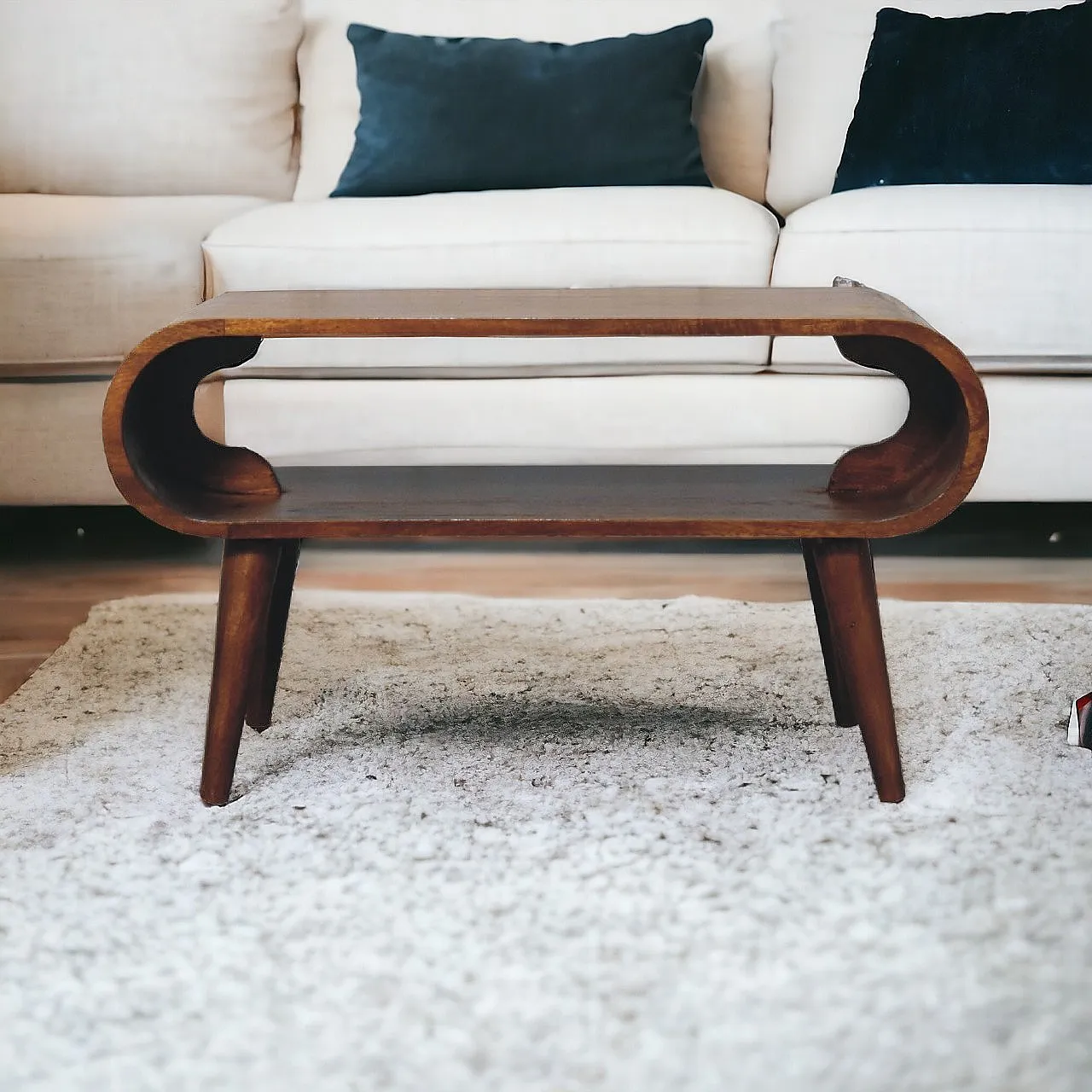 Coffee table in solid mango wood chestnut, 2000 9