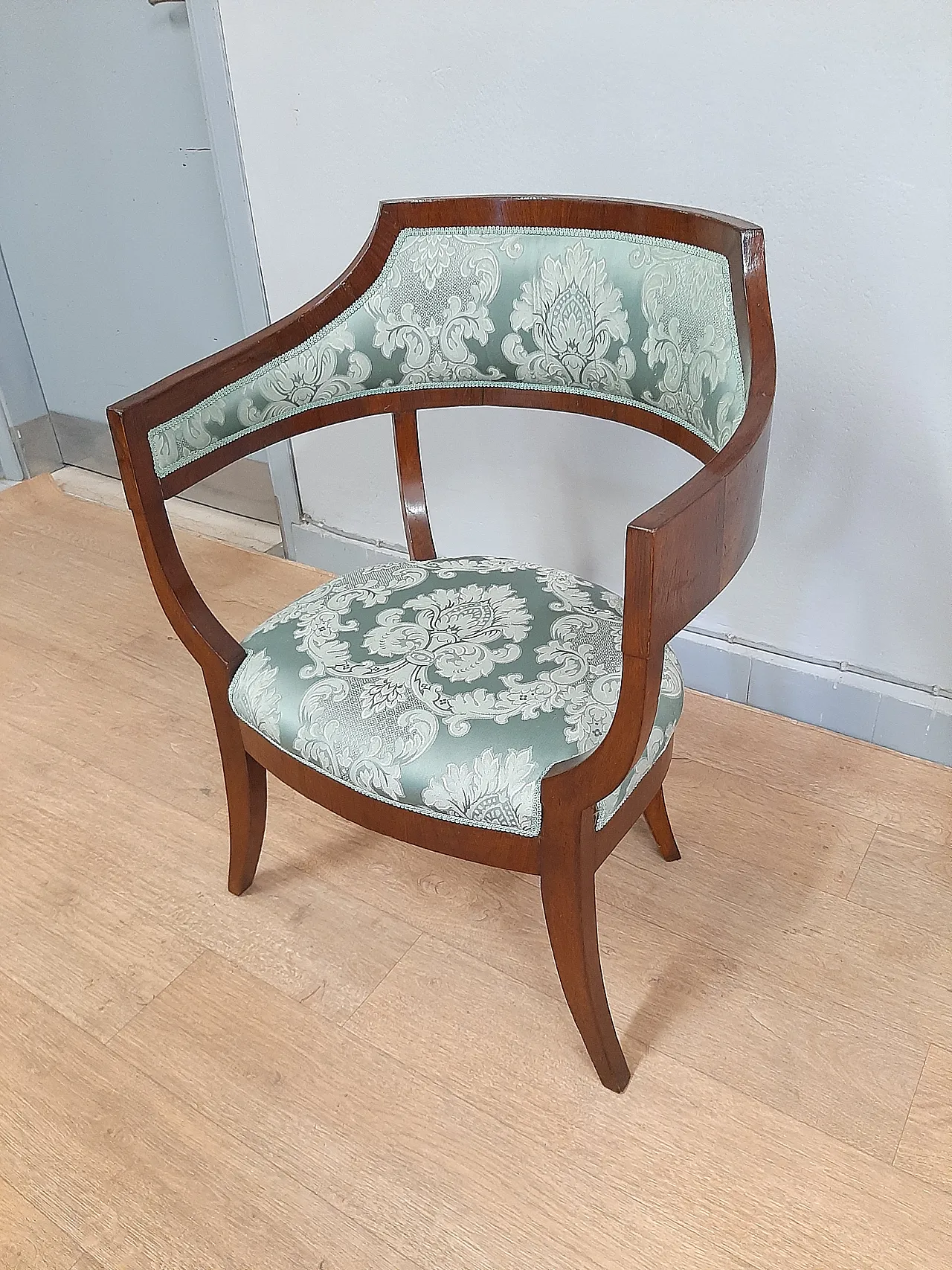 Gondola armchair in Empire style walnut Carlo X, 19th century 1