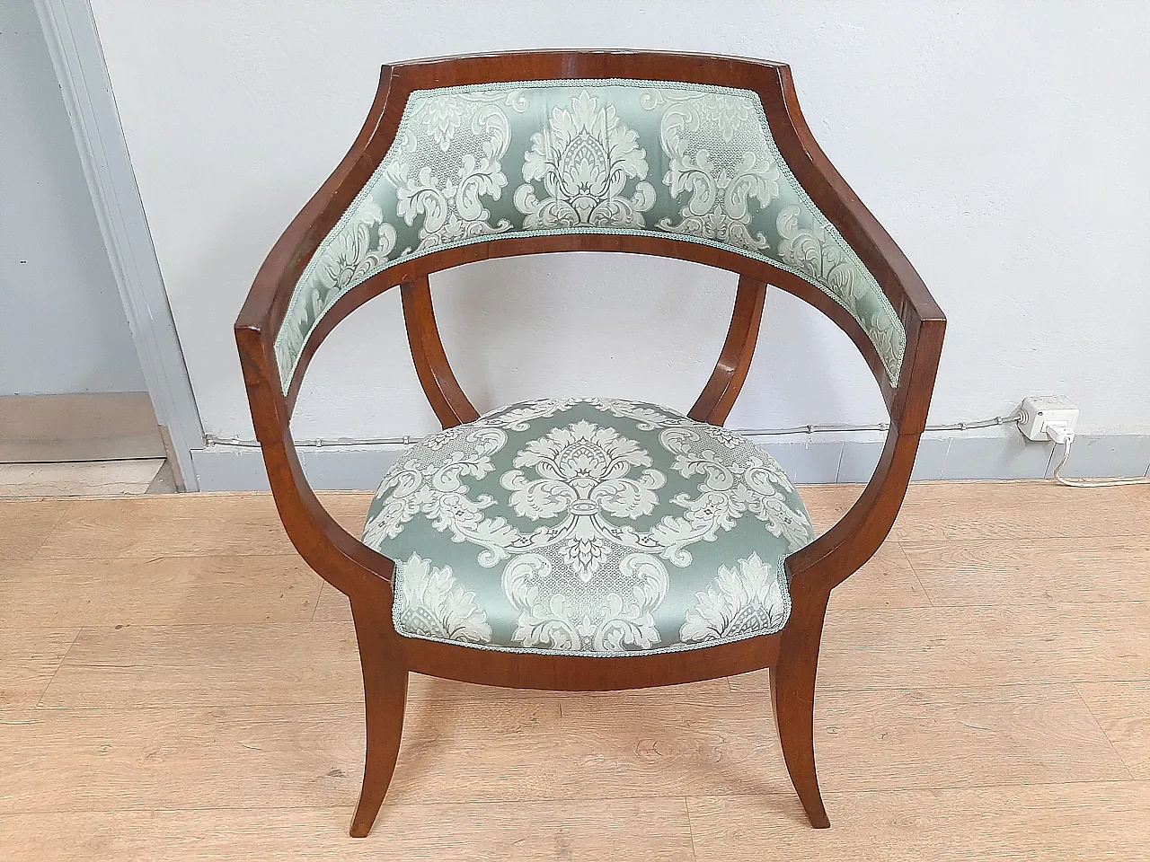 Gondola armchair in Empire style walnut Carlo X, 19th century 7