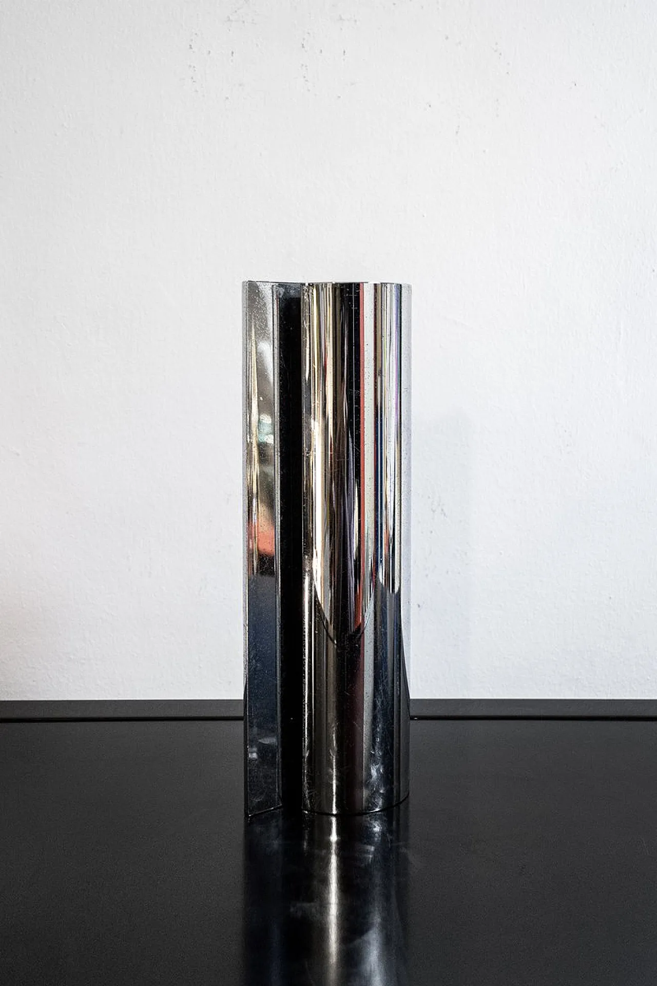 Chromed Convex Double Vase by E. Radaelli for Lamperti Robbiate, 1970s 1