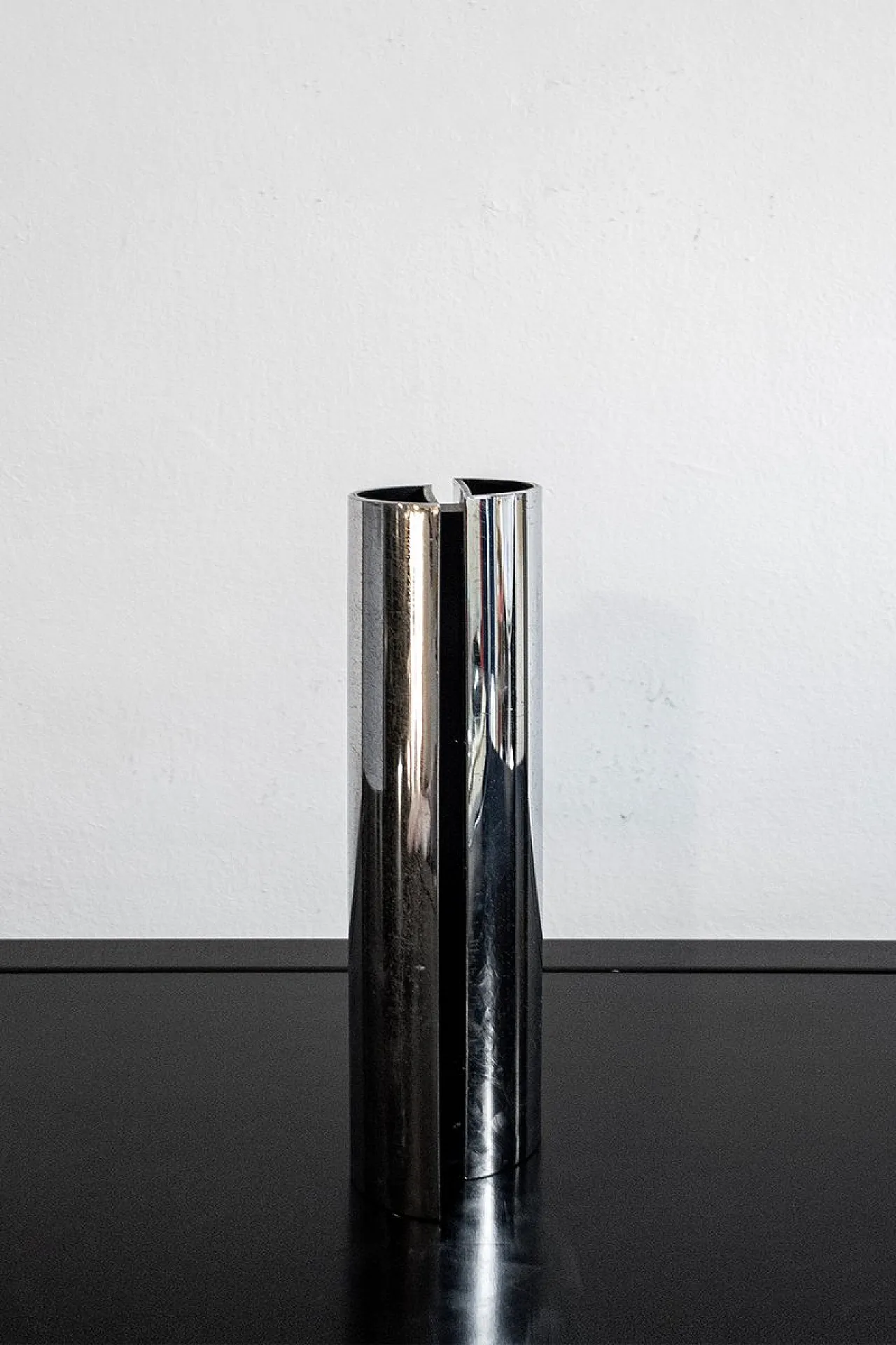 Chromed Convex Double Vase by E. Radaelli for Lamperti Robbiate, 1970s 2